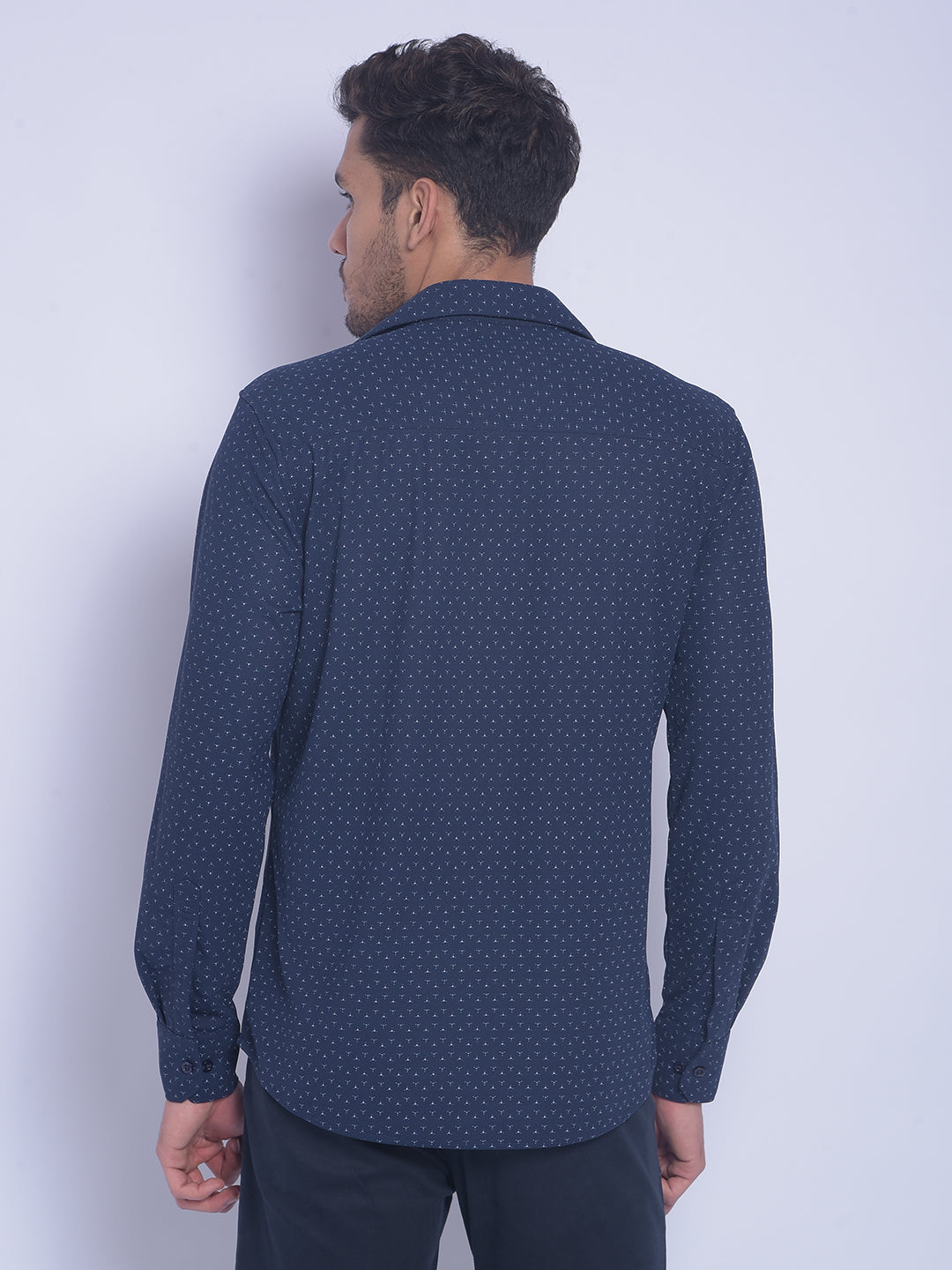 Blue Printed Shirt-Men Shirts-Crimsoune Club