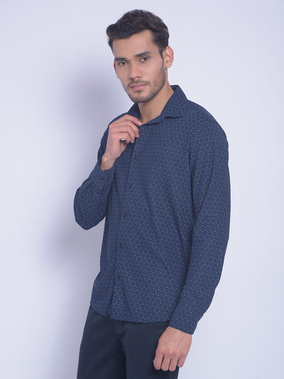 Blue Printed Shirt-Men Shirts-Crimsoune Club