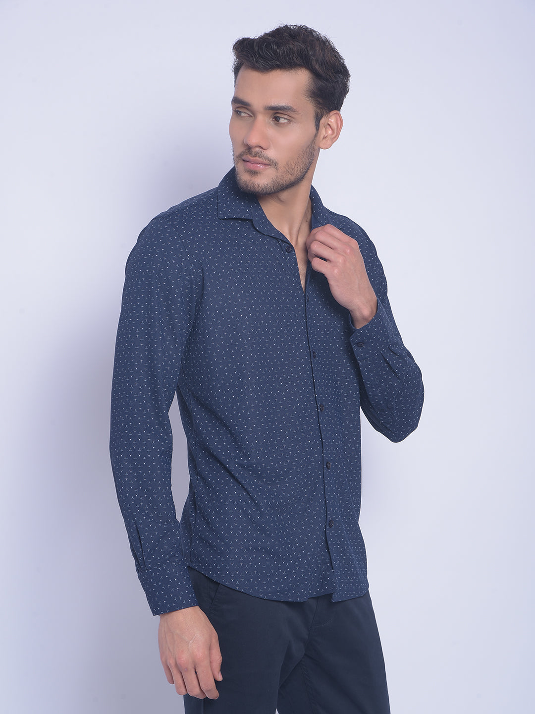 Blue Printed Shirt-Men Shirts-Crimsoune Club