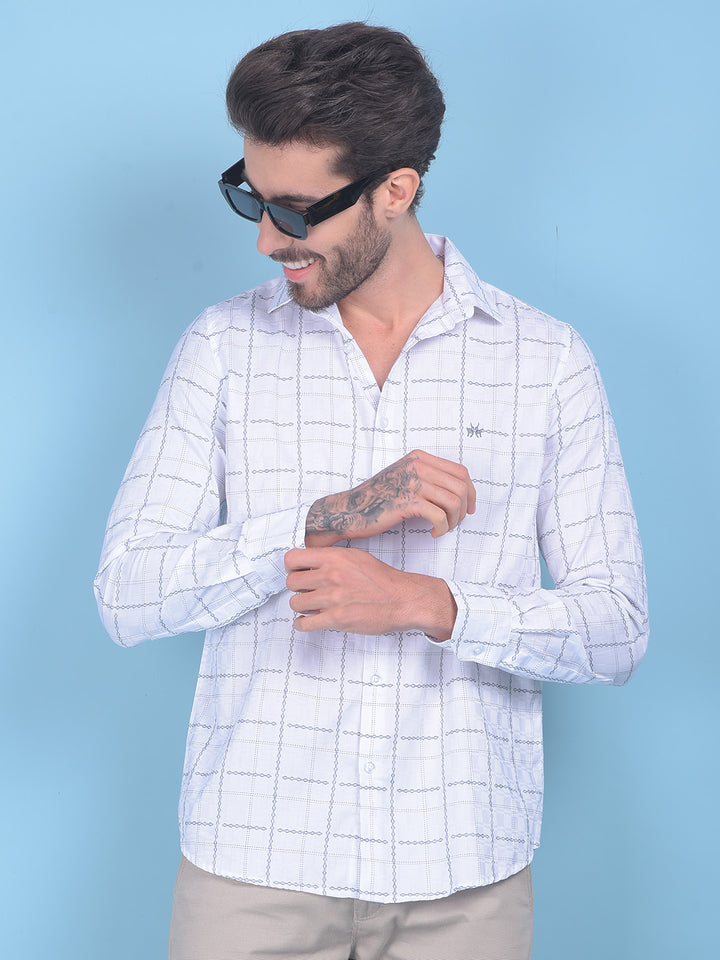 Printed White 100% Cotton Shirt-Men Shirts-Crimsoune Club