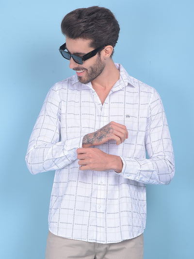 Printed White 100% Cotton Shirt-Men Shirts-Crimsoune Club