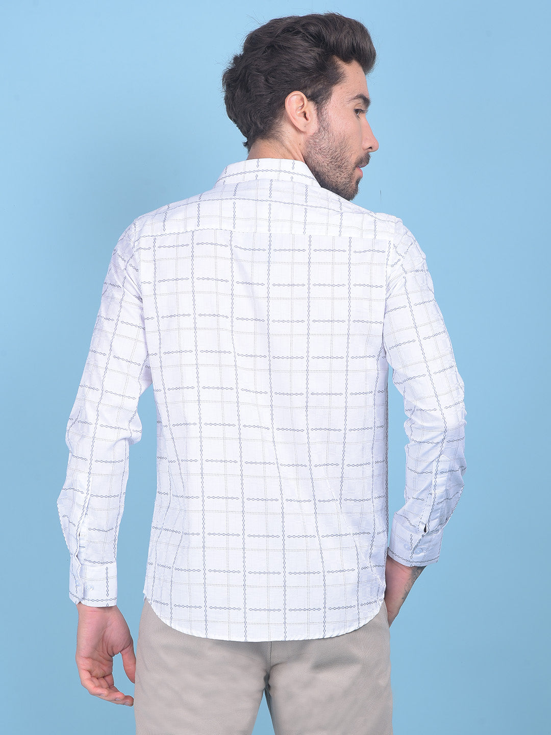 Printed White 100% Cotton Shirt-Men Shirts-Crimsoune Club