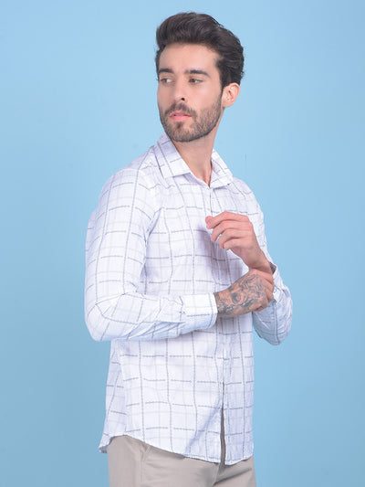 Printed White 100% Cotton Shirt-Men Shirts-Crimsoune Club