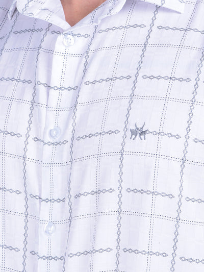 Printed White 100% Cotton Shirt-Men Shirts-Crimsoune Club