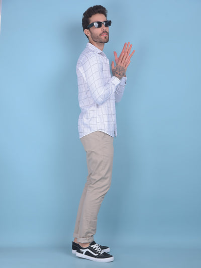 Printed White 100% Cotton Shirt-Men Shirts-Crimsoune Club