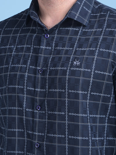 Blue Tartan Check 100% Cotton Shirt-Men Shirts-Crimsoune Club