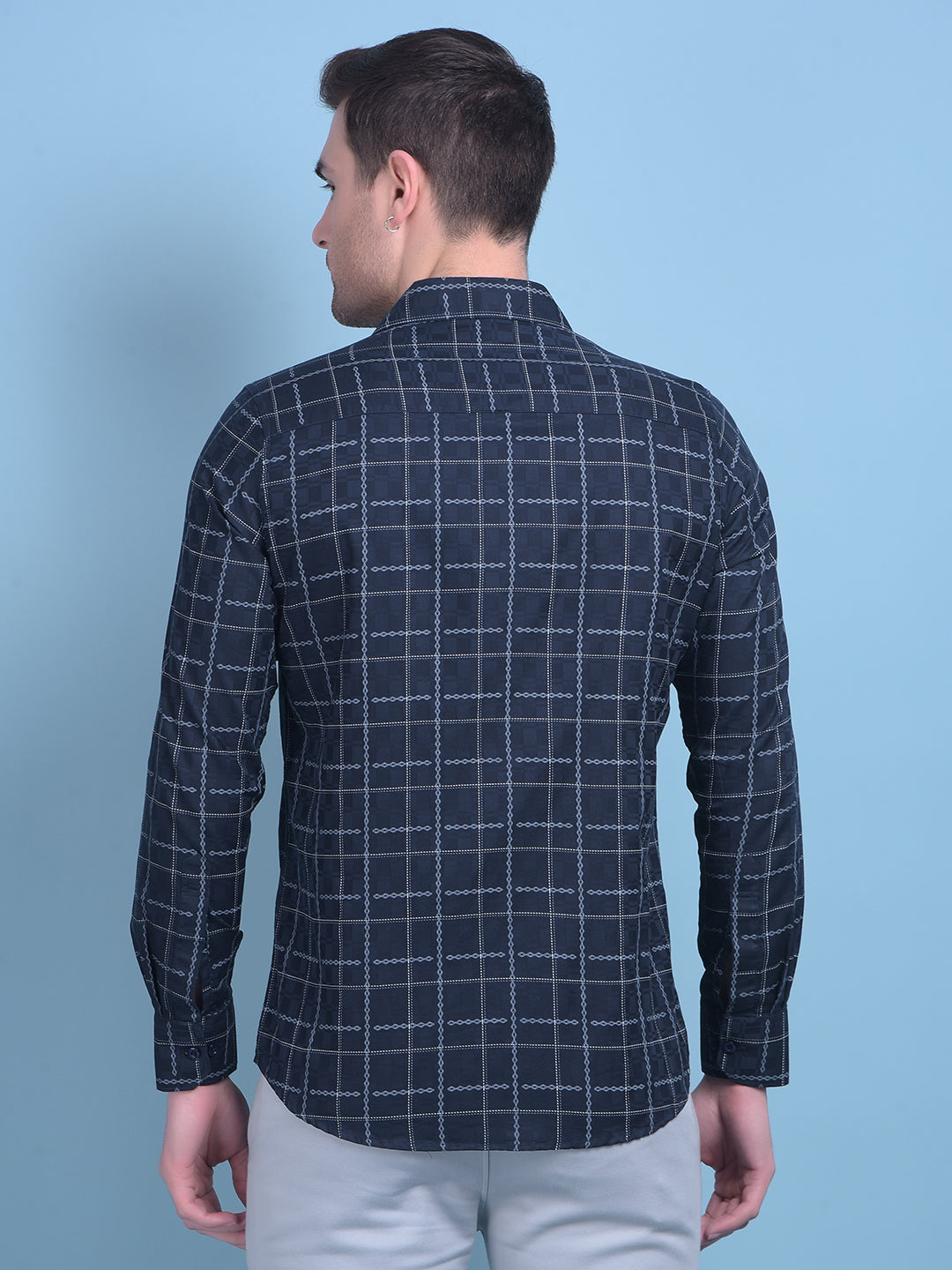 Blue Tartan Check 100% Cotton Shirt-Men Shirts-Crimsoune Club