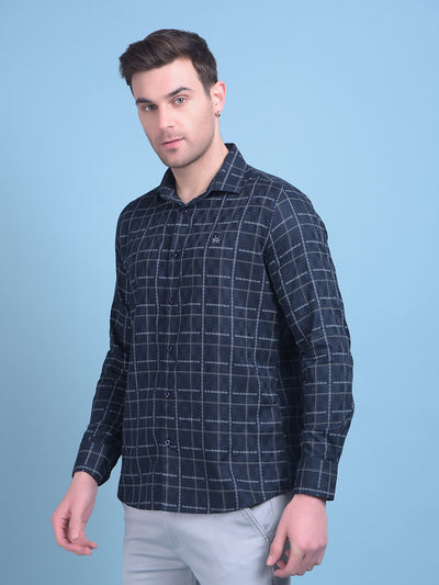 Blue Tartan Check 100% Cotton Shirt-Men Shirts-Crimsoune Club