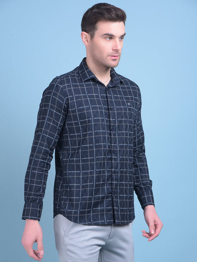 Blue Tartan Check 100% Cotton Shirt-Men Shirts-Crimsoune Club