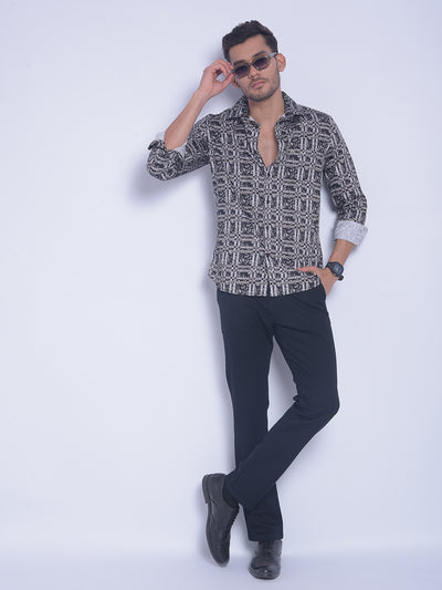 Brown Printed Shirt-Men Shirts-Crimsoune Club