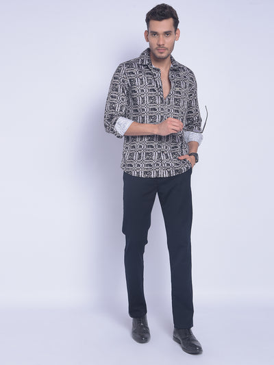 Brown Printed Shirt-Men Shirts-Crimsoune Club