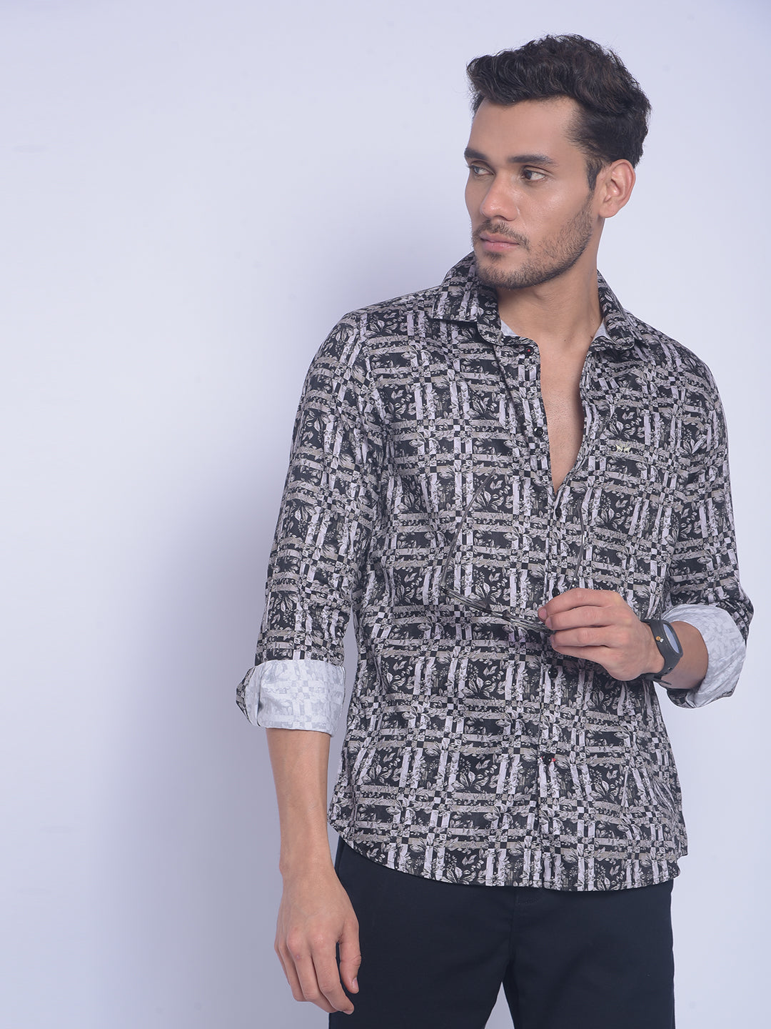 Brown Printed Shirt-Men Shirts-Crimsoune Club