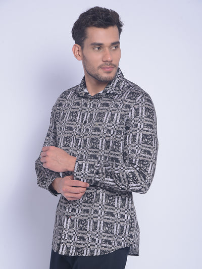 Brown Printed Shirt-Men Shirts-Crimsoune Club