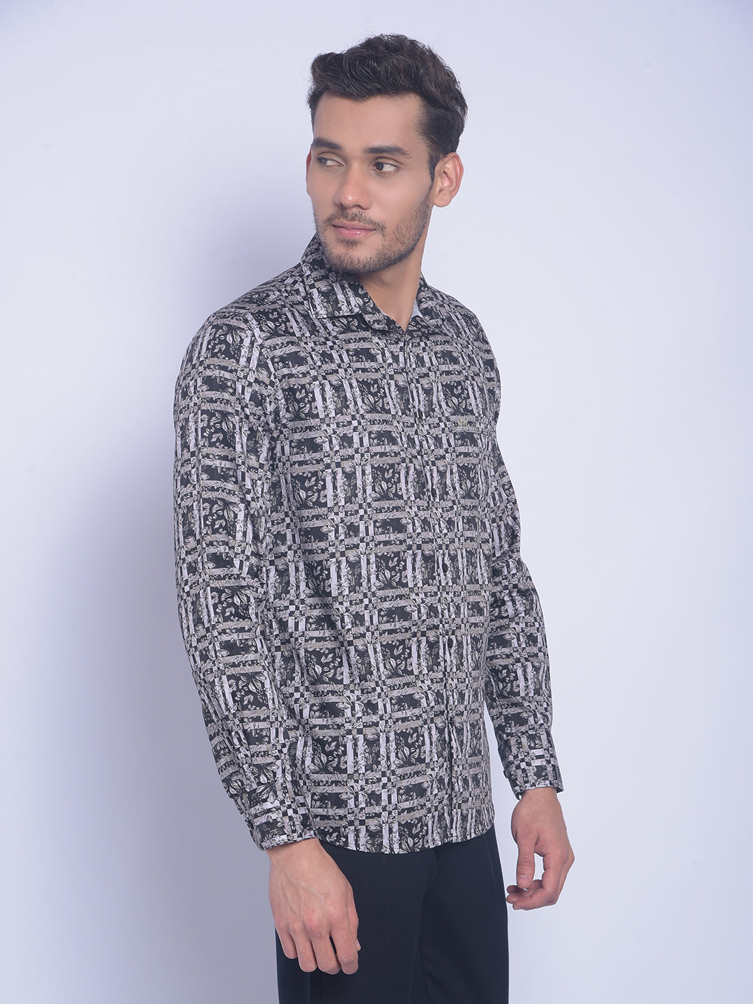 Brown Printed Shirt-Men Shirts-Crimsoune Club