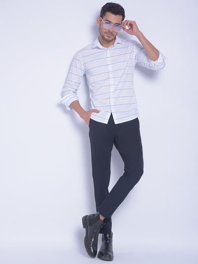 White Striped Shirt-Men Shirts-Crimsoune Club