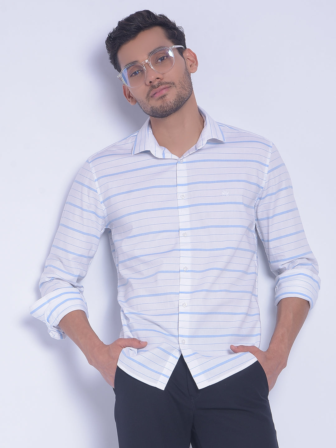 White Striped Shirt-Men Shirts-Crimsoune Club