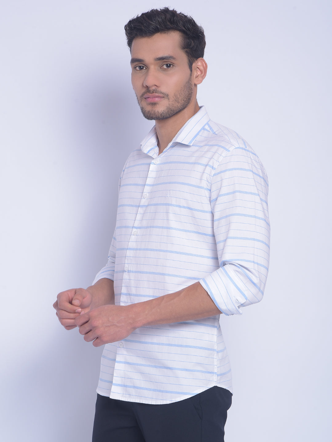 White Striped Shirt-Men Shirts-Crimsoune Club