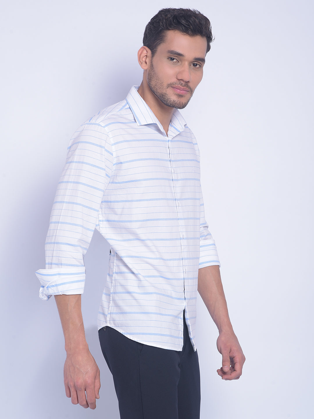 White Striped Shirt-Men Shirts-Crimsoune Club