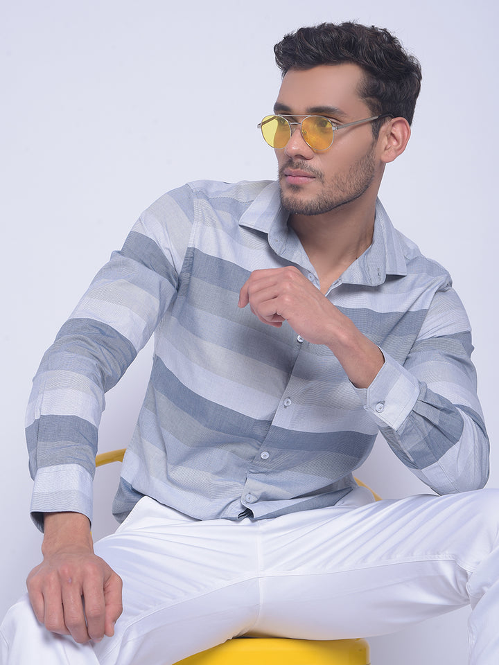 Blue Striped Shirt-Men Shirts-Crimsoune Club