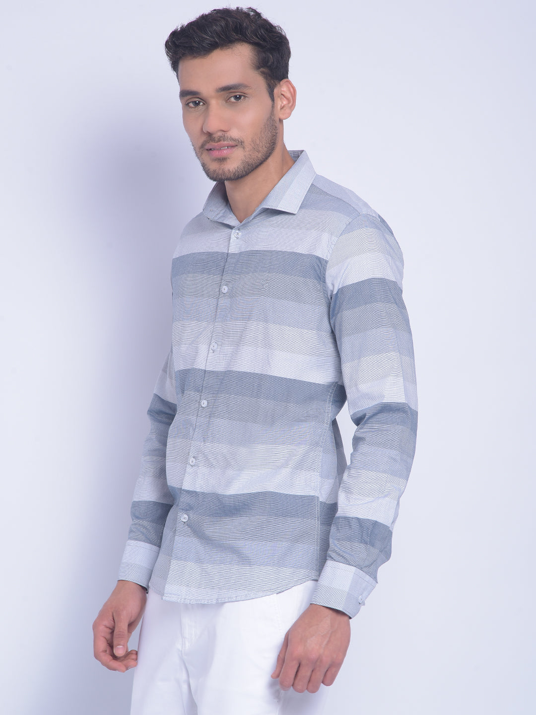 Blue Striped Shirt-Men Shirts-Crimsoune Club