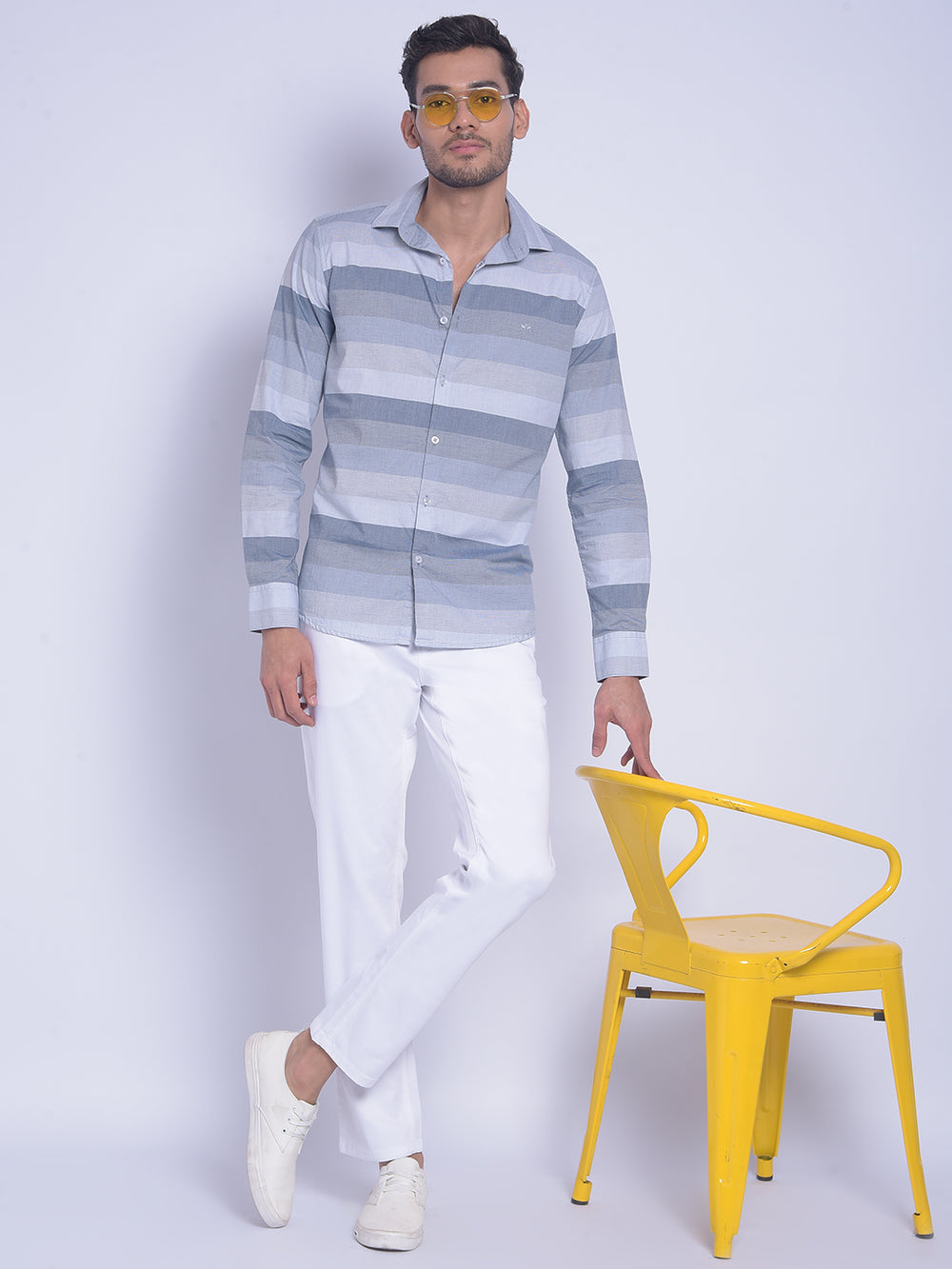 Blue Striped Shirt-Men Shirts-Crimsoune Club