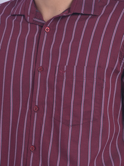 Maroon Striped Shirt-Men Shirts-Crimsoune Club
