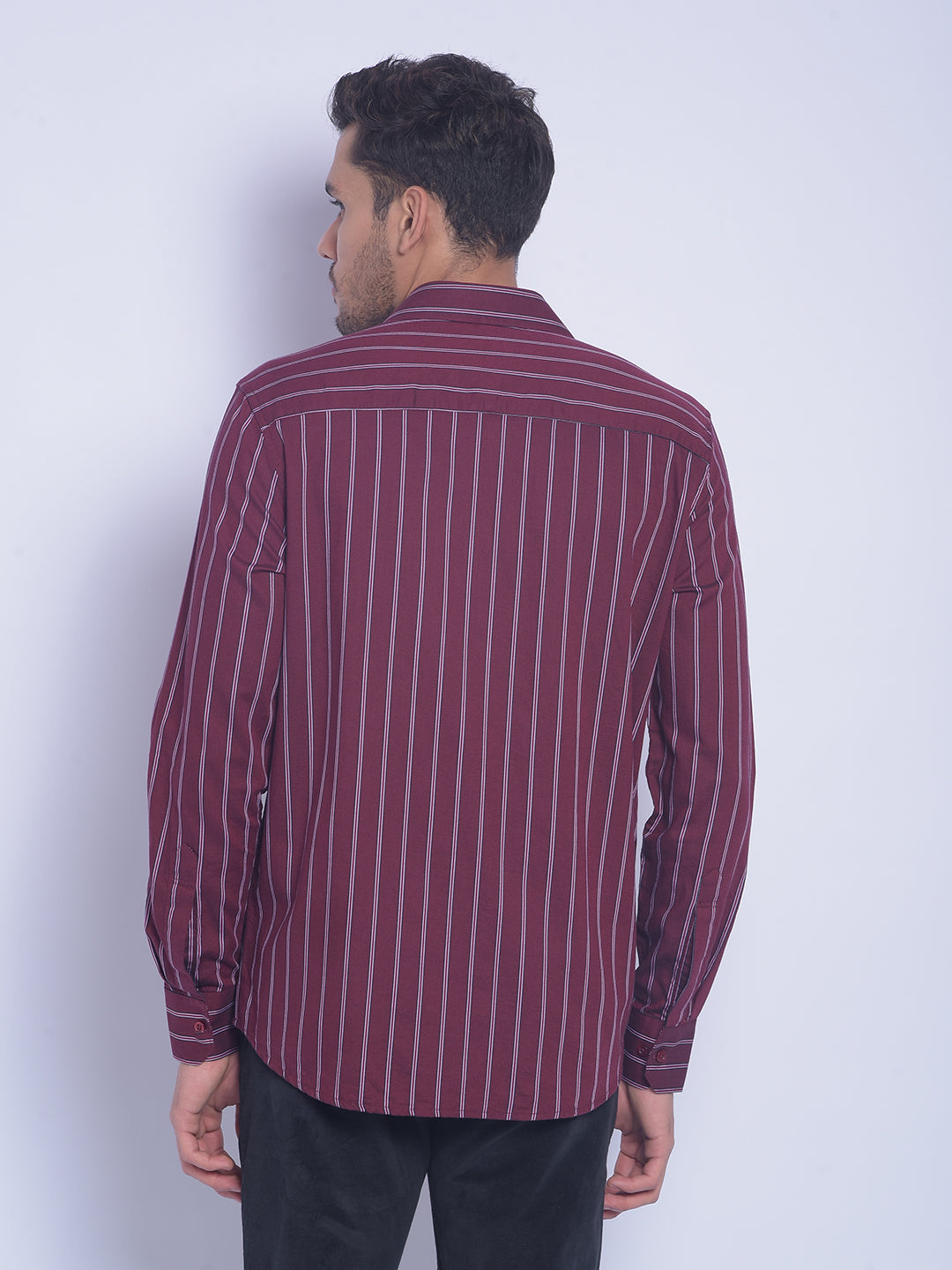 Maroon Striped Shirt-Men Shirts-Crimsoune Club