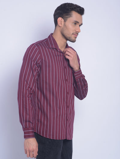 Maroon Striped Shirt-Men Shirts-Crimsoune Club