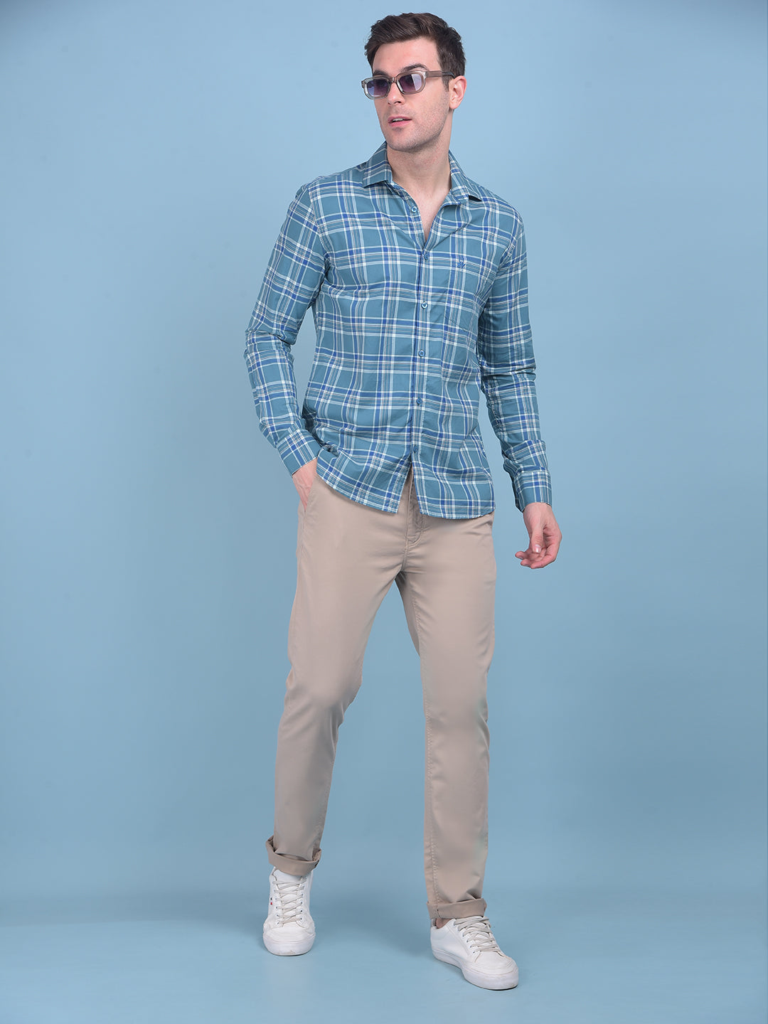 Light Green Checks Shirt-Men Shirts-Crimsoune Club