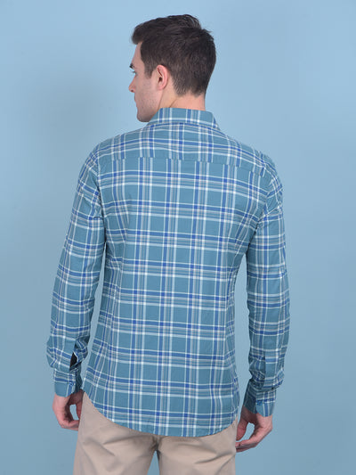 Light Green Checks Shirt-Men Shirts-Crimsoune Club