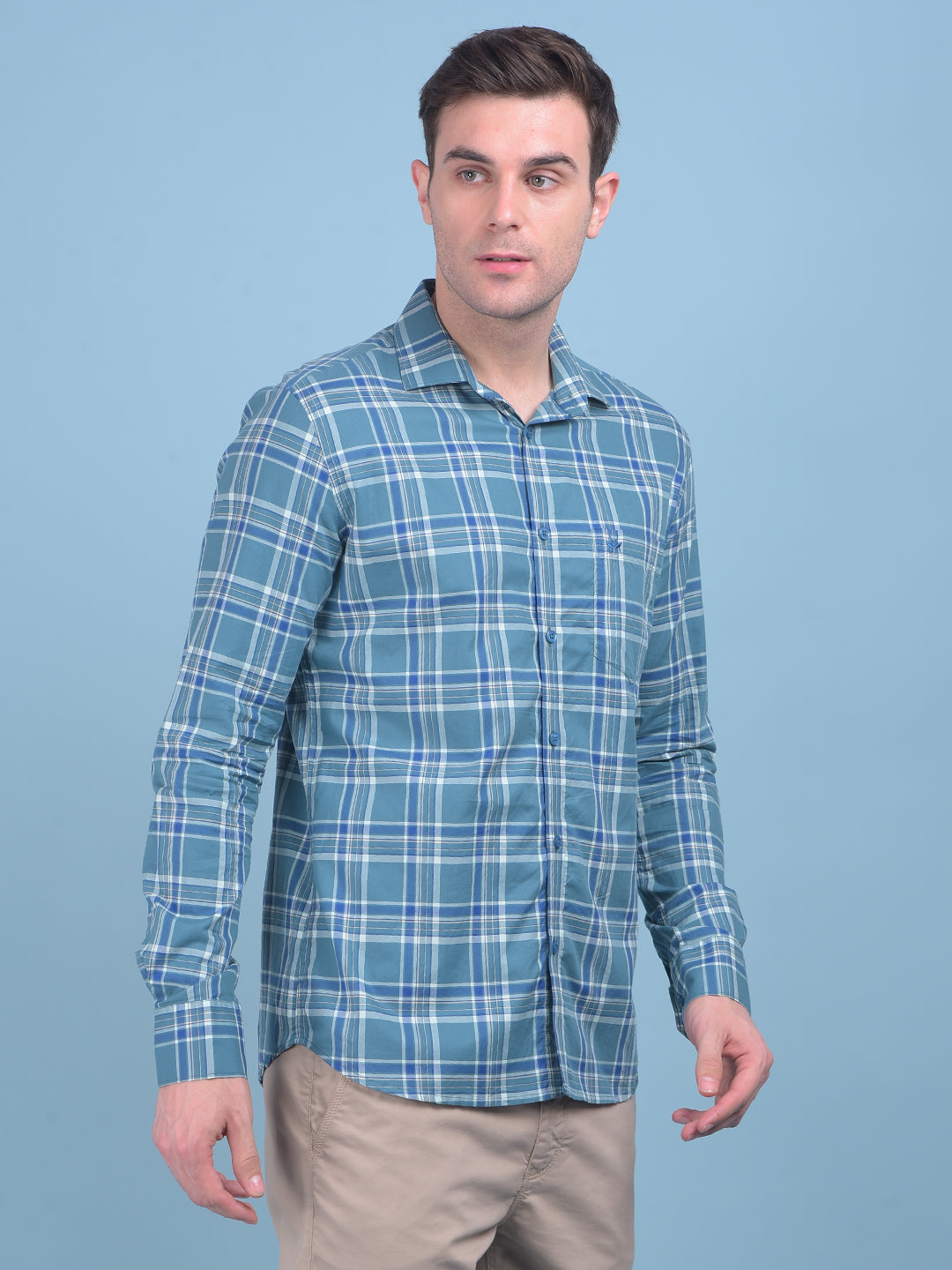 Light Green Checks Shirt-Men Shirts-Crimsoune Club