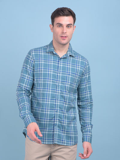 Light Green Checks Shirt-Men Shirts-Crimsoune Club