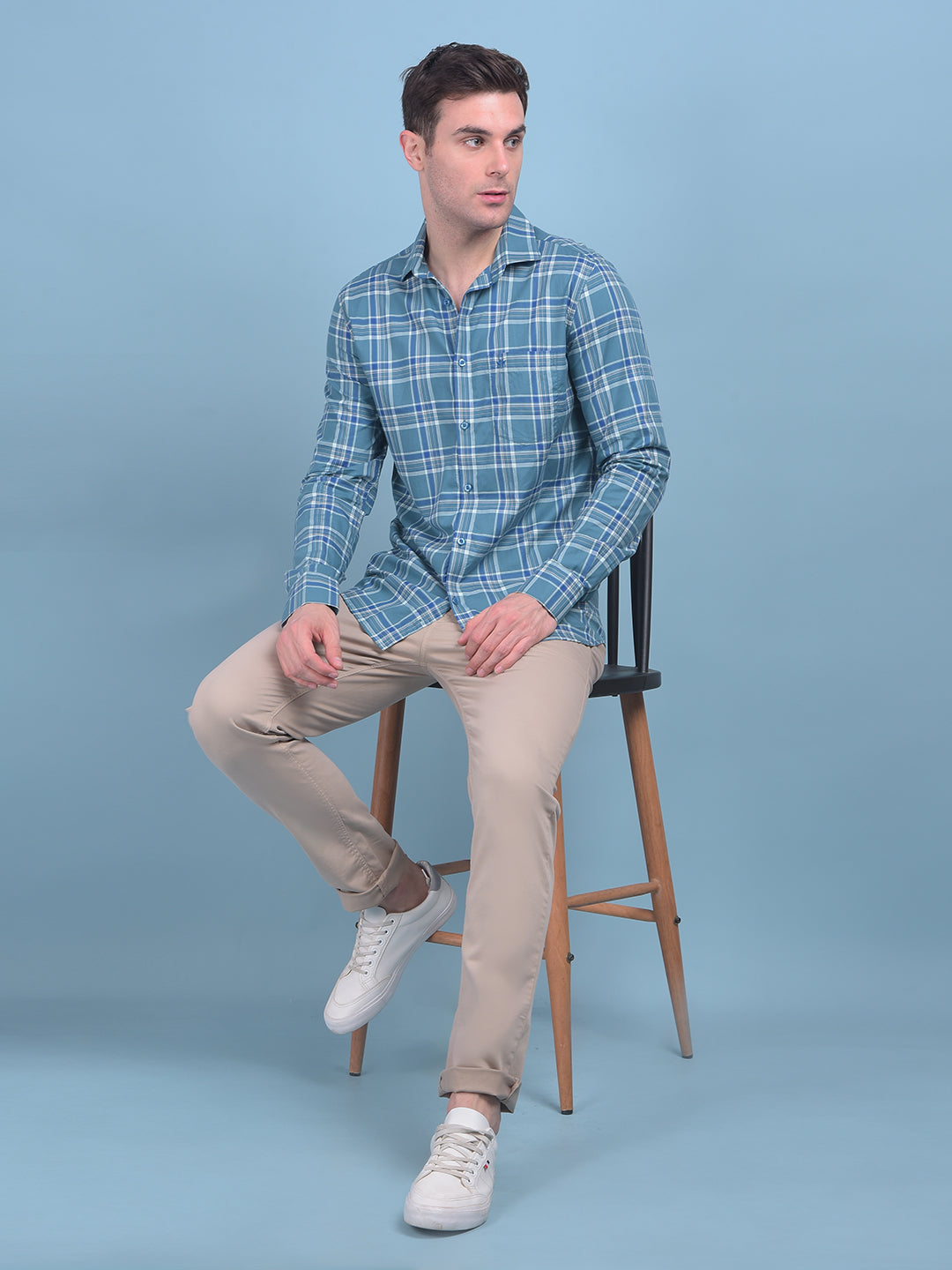 Light Green Checks Shirt-Men Shirts-Crimsoune Club