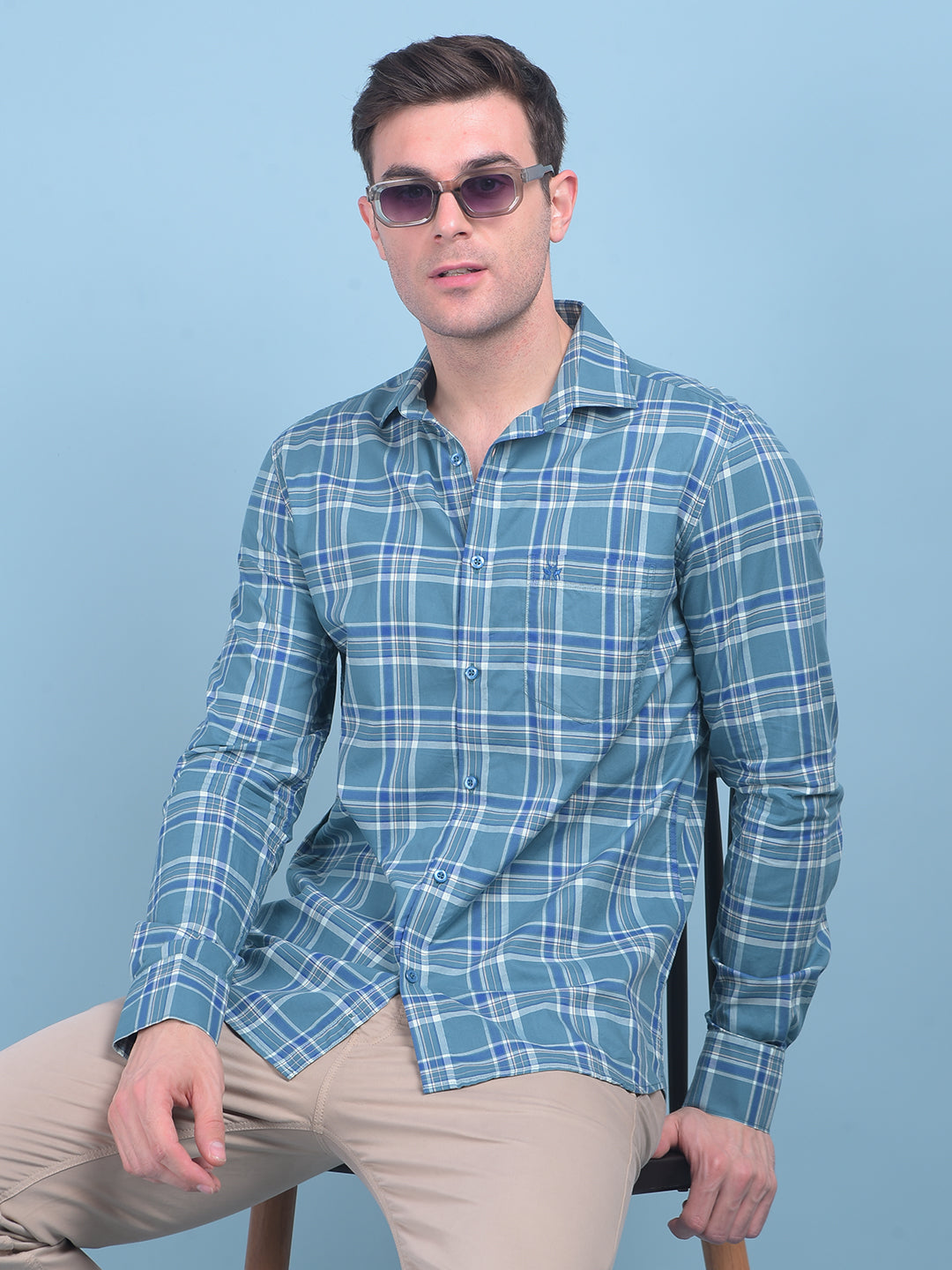 Light Green Checks Shirt-Men Shirts-Crimsoune Club