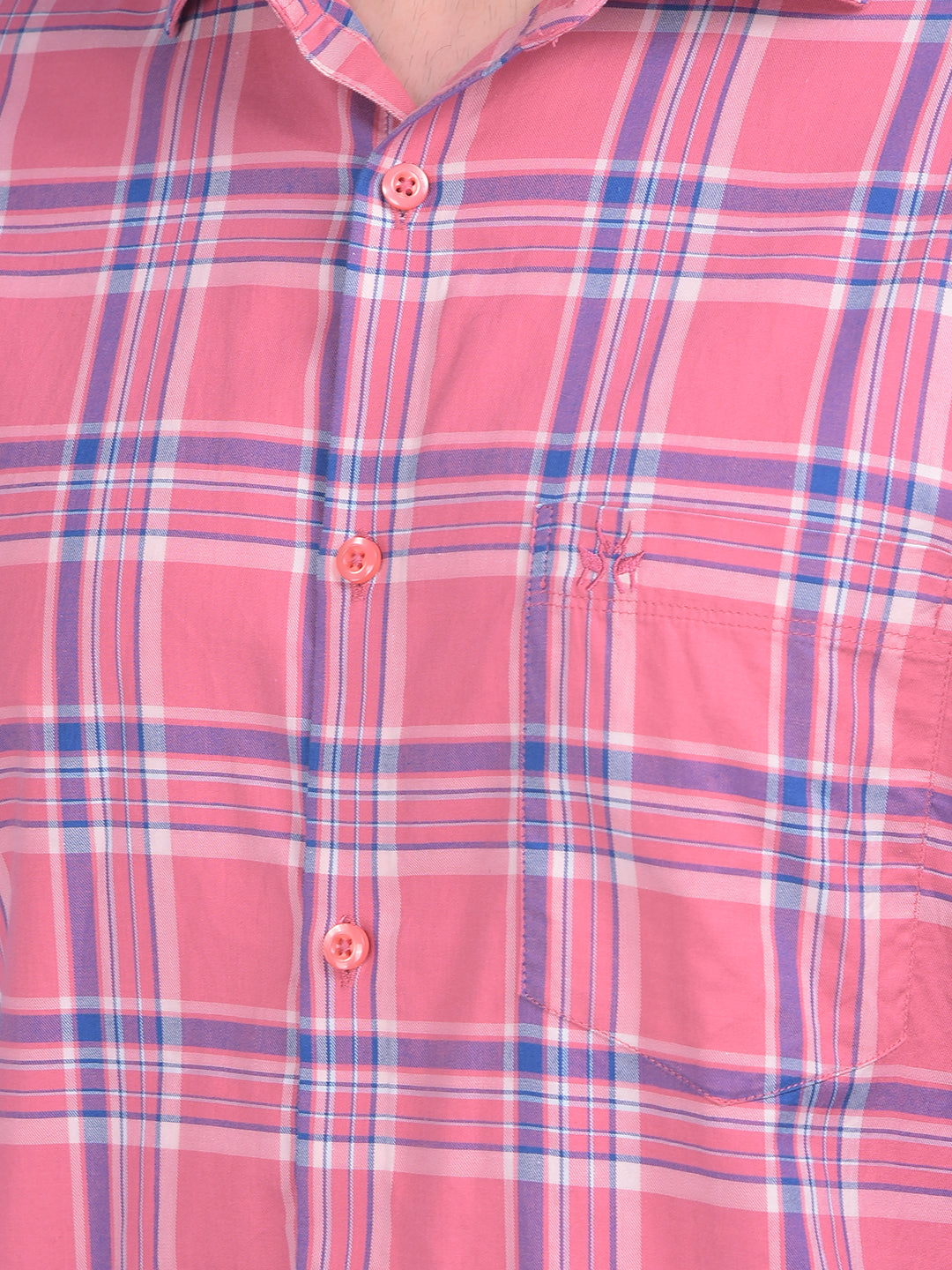 Peach Checks Shirt-Men Shirts-Crimsoune Club