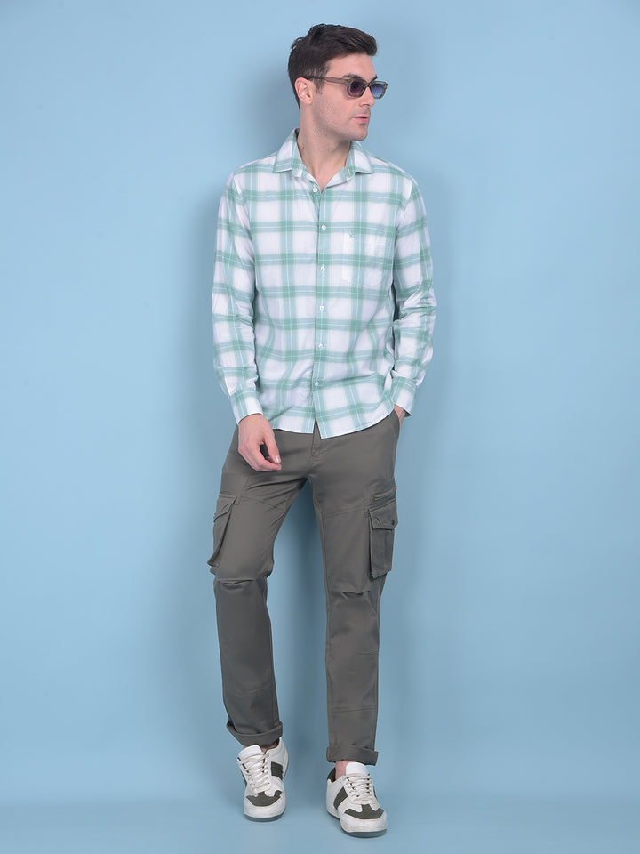 Light Green Checks Shirt-Men Shirts-Crimsoune Club