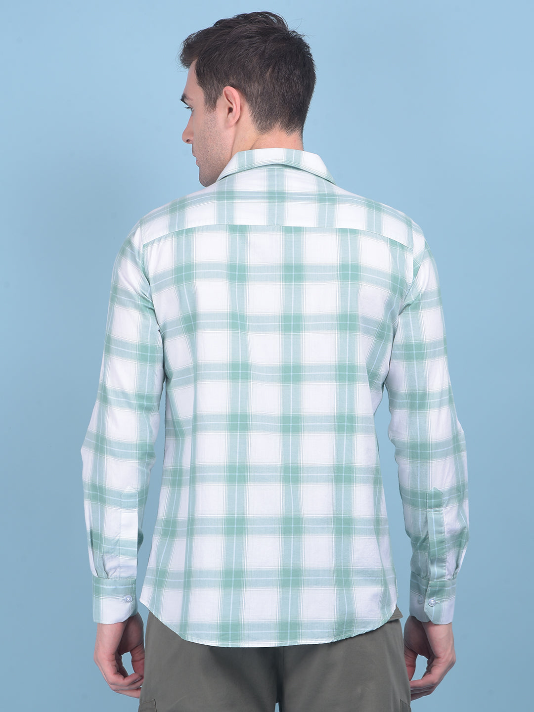 Light Green Checks Shirt-Men Shirts-Crimsoune Club