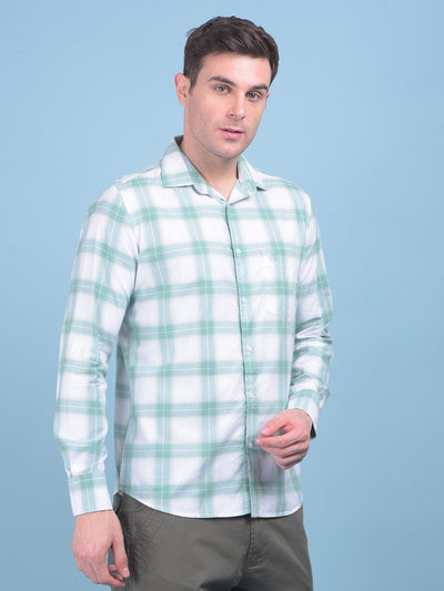 Light Green Checks Shirt-Men Shirts-Crimsoune Club