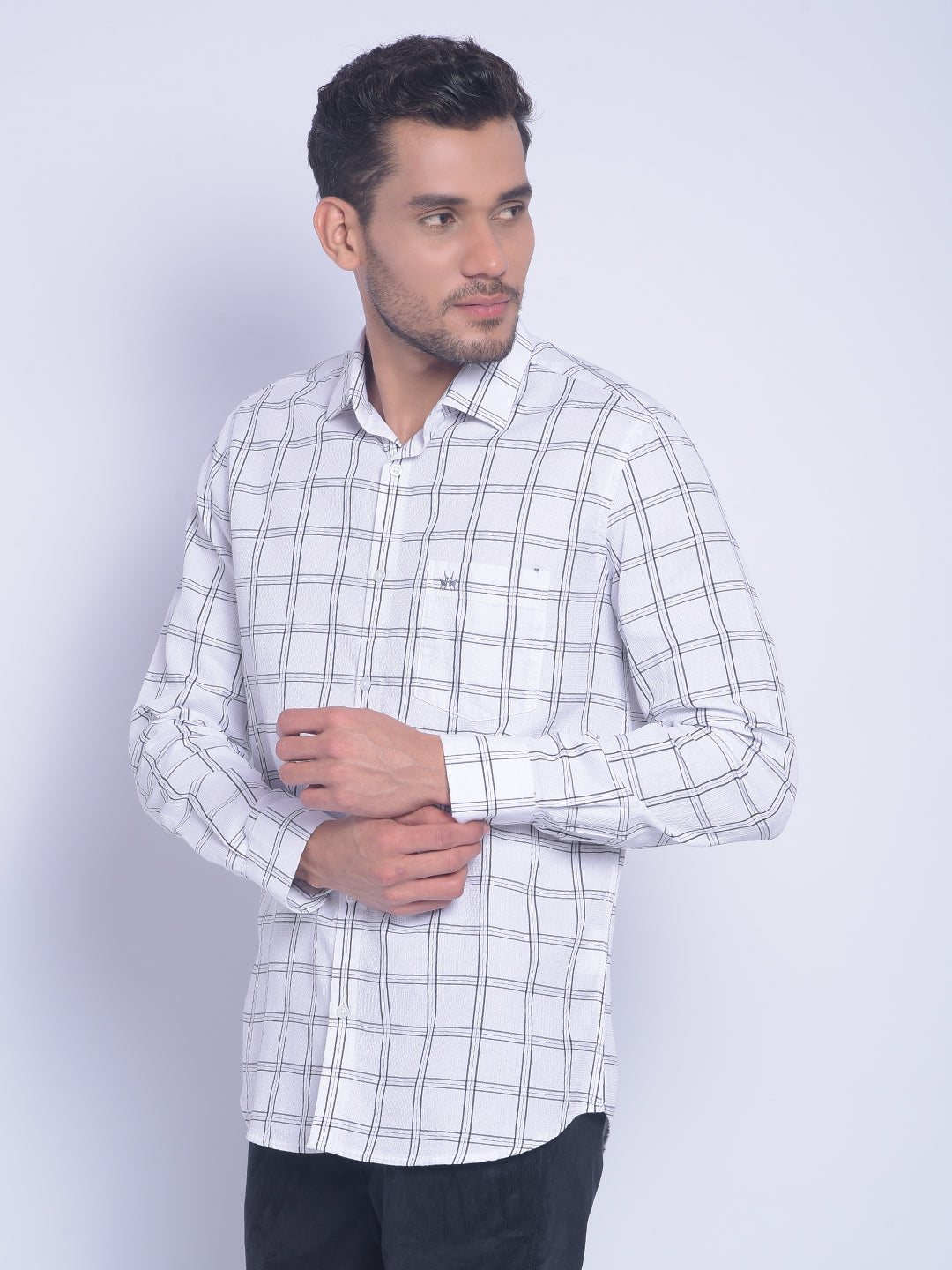 White Checked Shirt-Men Shirts-Crimsoune Club