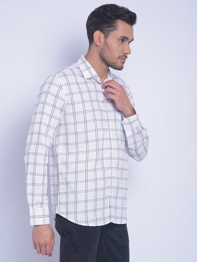 White Checked Shirt-Men Shirts-Crimsoune Club