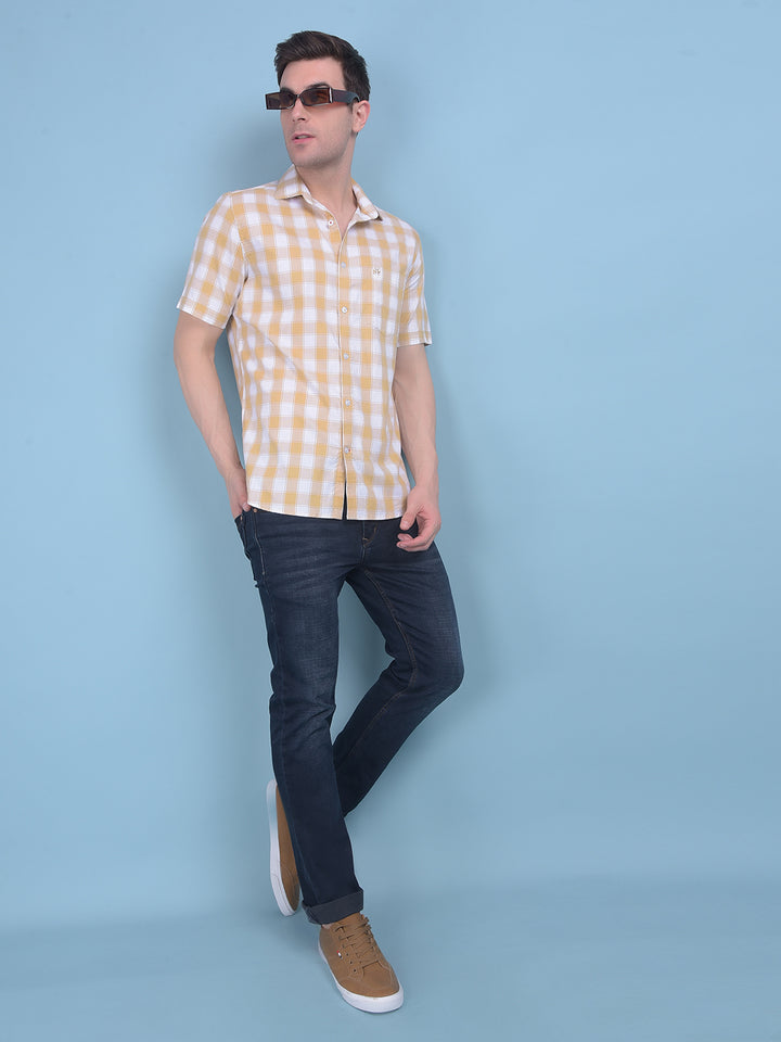 Beige Checks Shirt-Men Shirts-Crimsoune Club