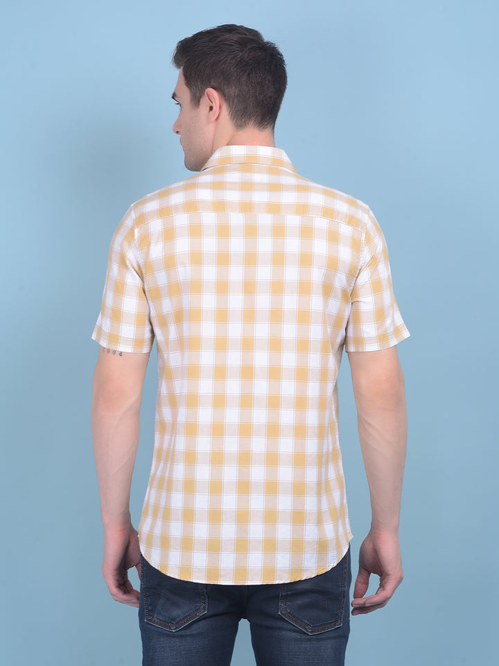 Beige Checks Shirt-Men Shirts-Crimsoune Club
