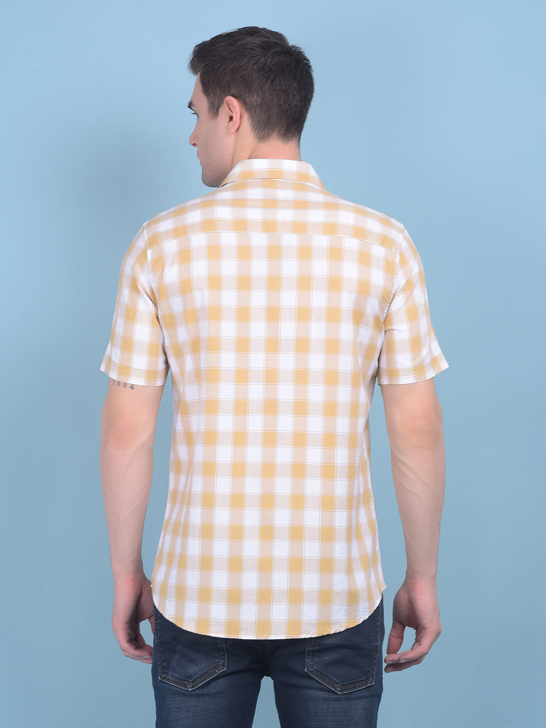 Beige Checks Shirt-Men Shirts-Crimsoune Club