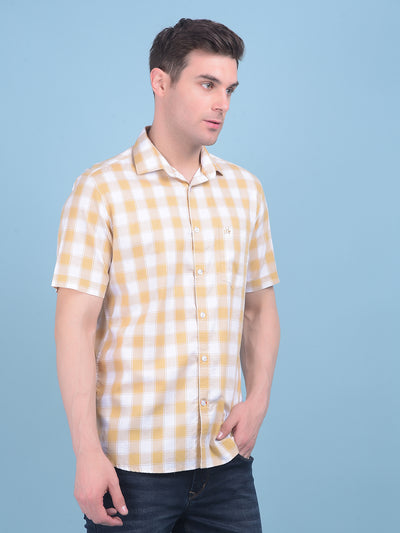 Beige Checks Shirt-Men Shirts-Crimsoune Club