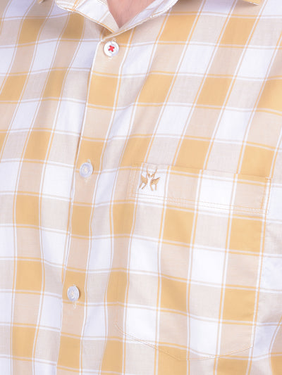 Beige Checks Shirt-Men Shirts-Crimsoune Club