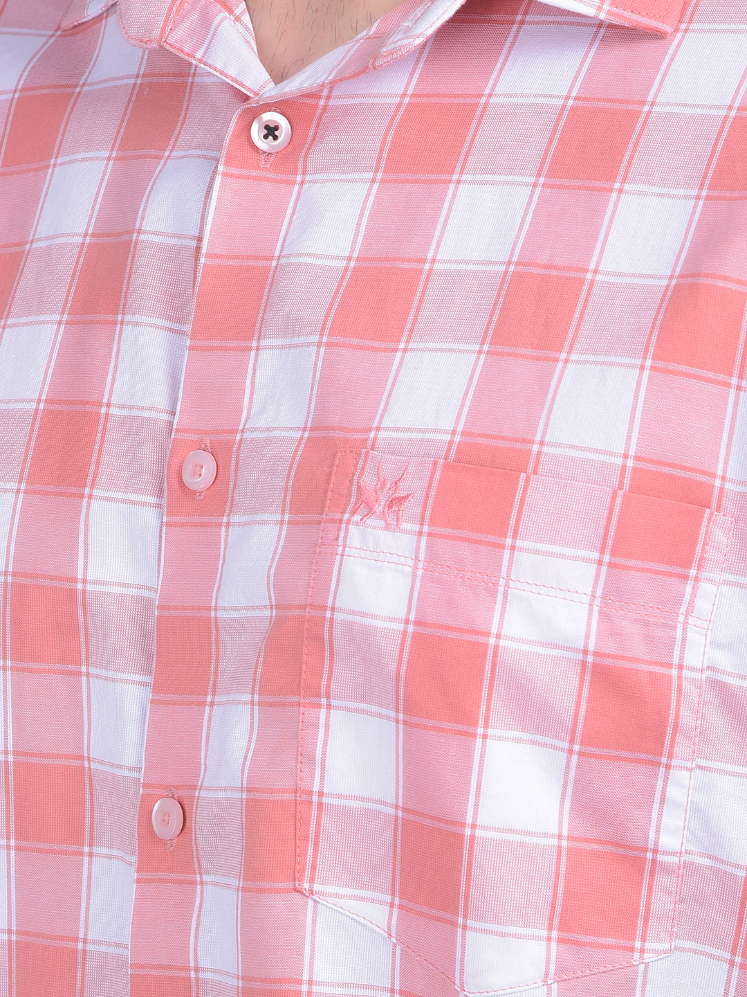 Peach Checks Shirt-Men Shirts-Crimsoune Club