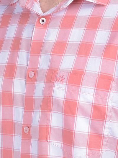 Peach Checks Shirt-Men Shirts-Crimsoune Club