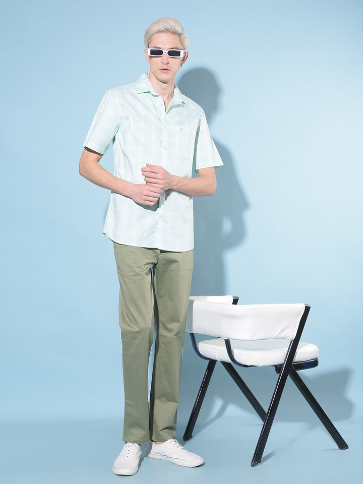 Green Tartan Check 100% Cotton Shirt-Men Shirts-Crimsoune Club