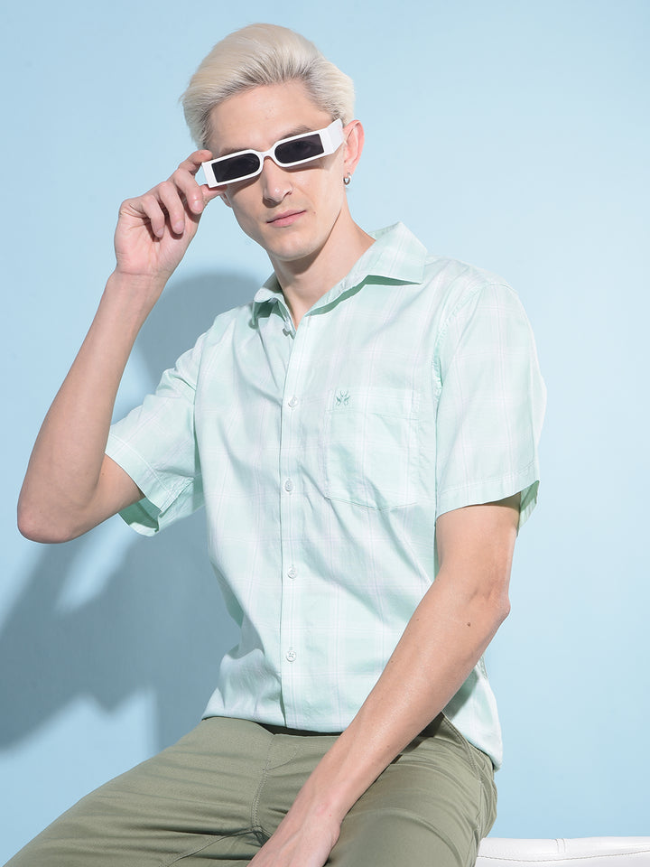 Green Tartan Check 100% Cotton Shirt-Men Shirts-Crimsoune Club