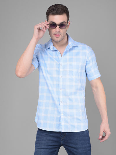 Light Blue Checks Shirt-Men Shirts-Crimsoune Club